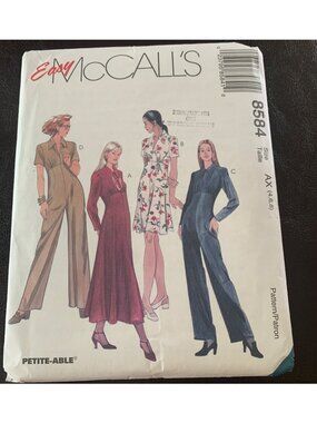McCall's Misses Dress Jumpsuit Sewing Pattern Size 4 6 8 8584 Uncut